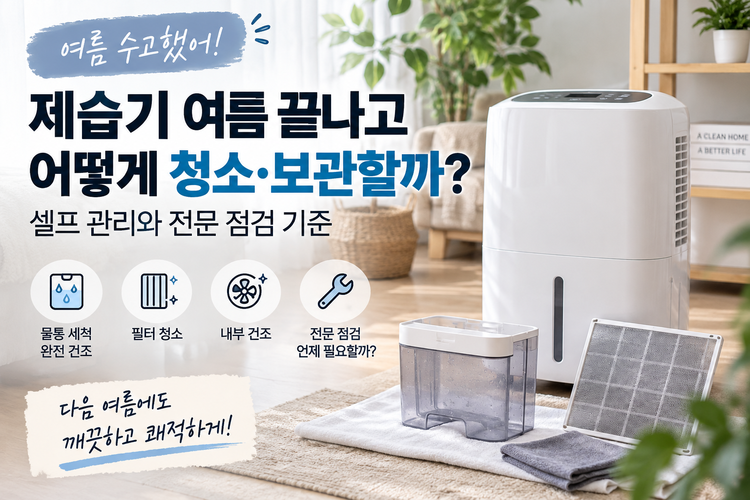 제습기 여름 끝나고 어떻게 청소·보관할까? 셀프 관리와 전문 점검 기준